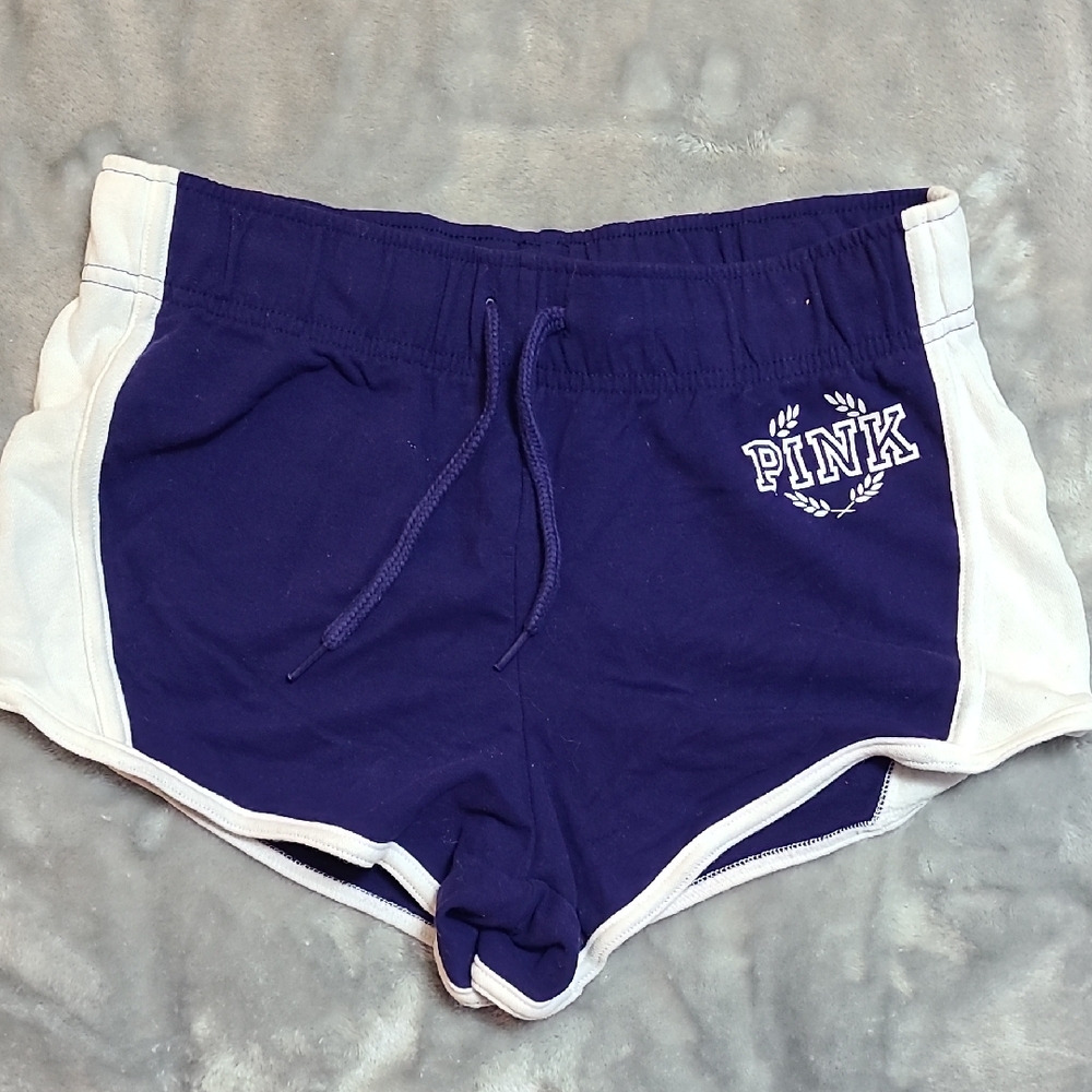 PINK Victoria's Secret Blue and White Athletic Shorts